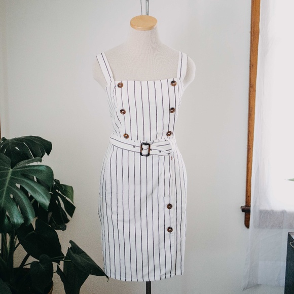 Forever 21 Dresses & Skirts - Forever 21 / NWT White + Black Stripe Button Dress